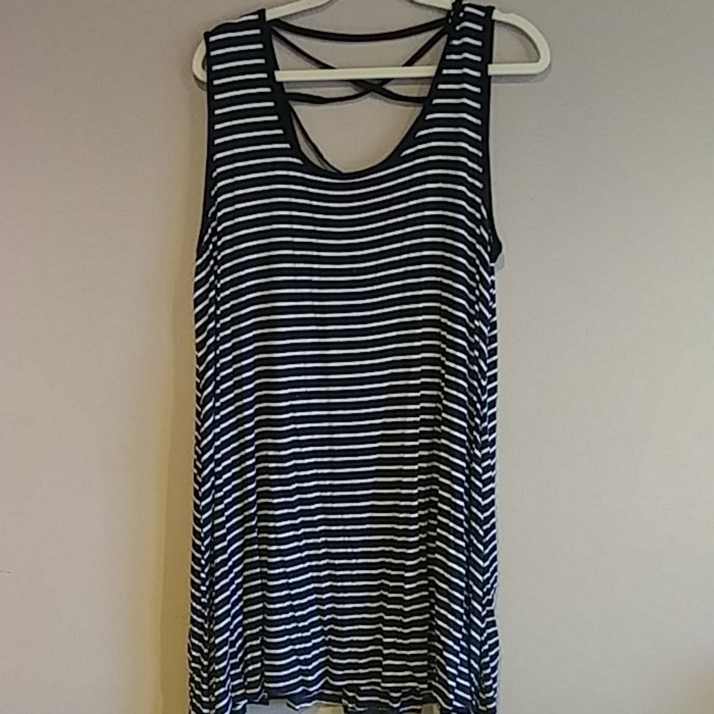 RUE+ Rue Plus black white stripe swing dress 2X